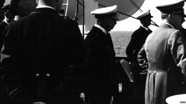 Adolf Hitler inspects the Horst Wessel ship in Hamburg